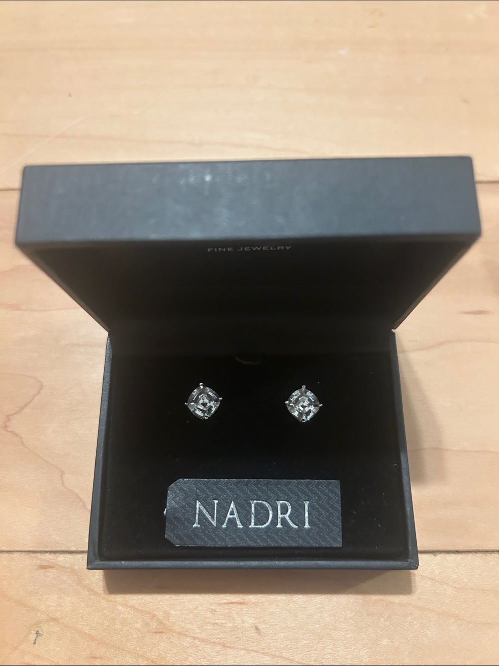 Nadri Silver Clear Cushion-Cut Cubic Zirconia Stud Earrings